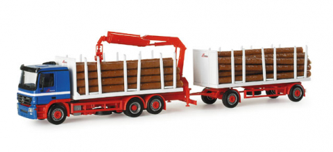 Herpa&nbsp;Mercedes Actros L Rungen-H�ngerzug mit Holzladung Bockelmann